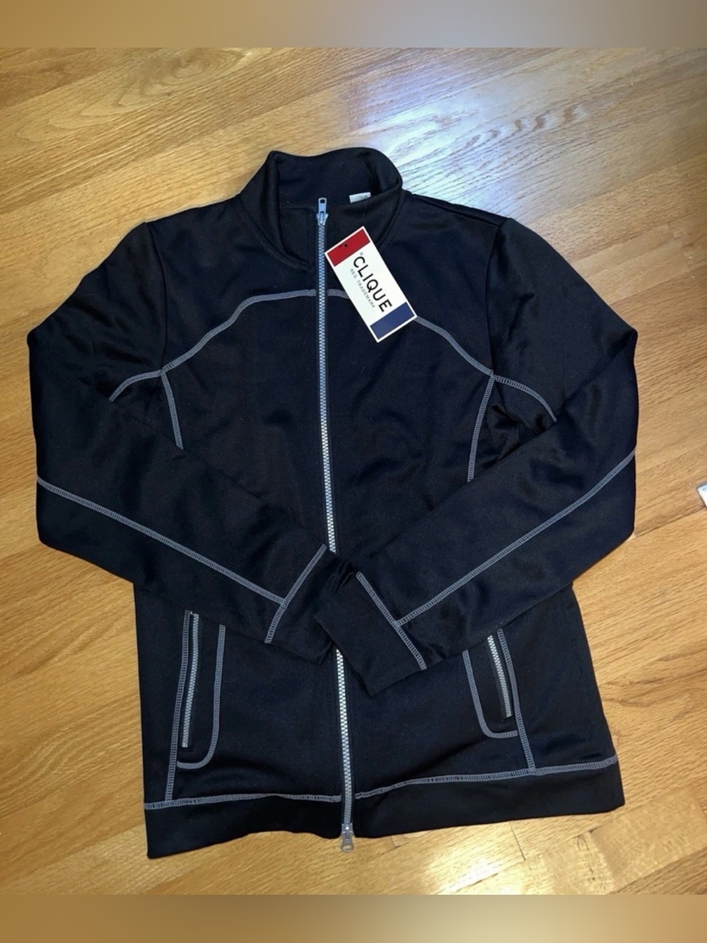 NWT Clique Men’s Full Zip Black Athletic Jacket Long Sleeve Size S/P